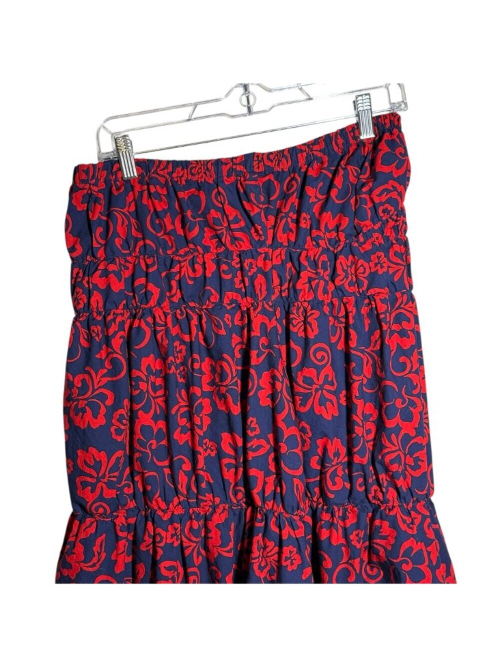 Anthropologie Sundry ALoha Navy & Red Floral Strapless Maxi Dress With Smocked 2 - Picture 3 of 8